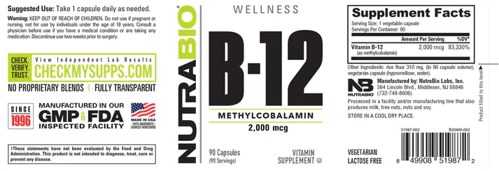 Methyl B-12 (2000mcg) 90 Capsules