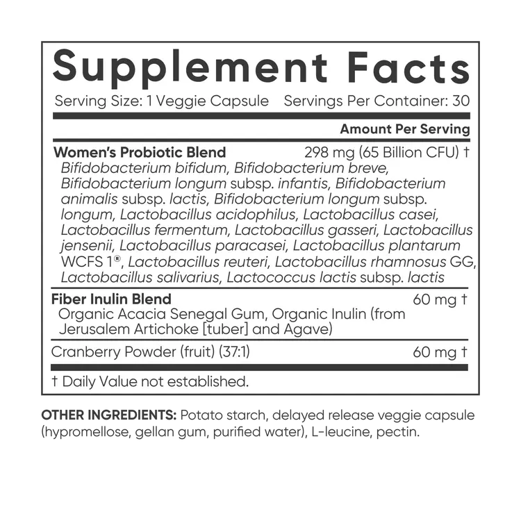 Daily Women's Probiotics 65 Billion CFU (30 veggie capsules)