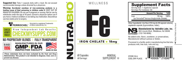 Fe Iron Chelate 60 Capsules