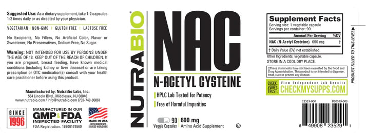 NAC (N-Acetyl-Cysteine) (600 mg) 90 Capsules