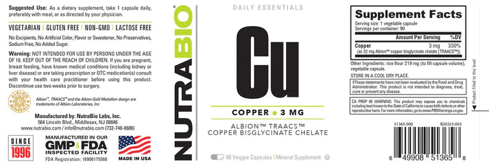 Copper Chelate (3 mg) 90 Capsules