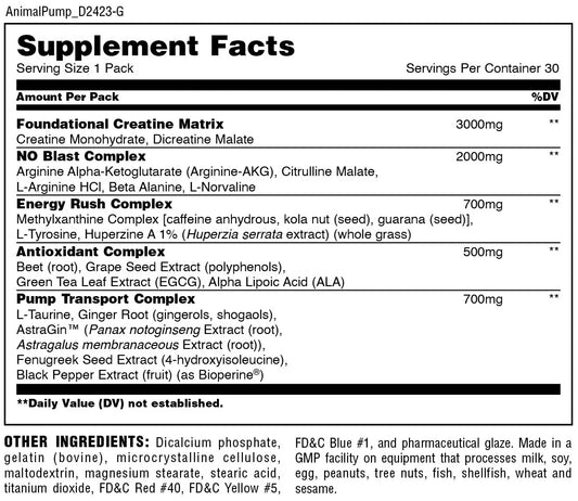 Animal Pump Pre Workout 30 Packs