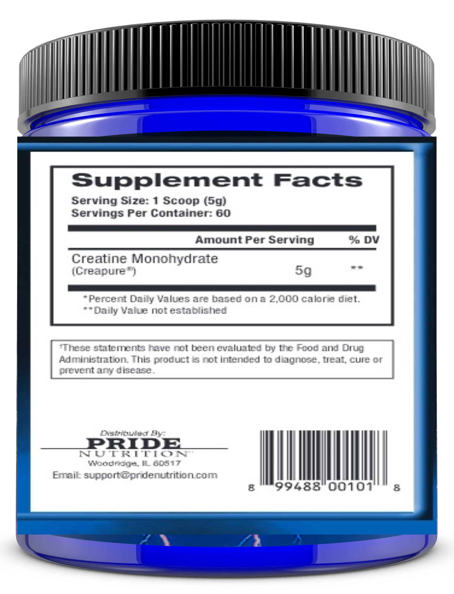 Creatine Monohydrate Ultra Micronized Unflavored Powder 5g per serving