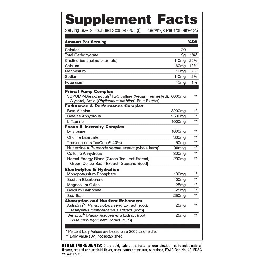 Animal Primal Pre workout 25 Servings 507.5g