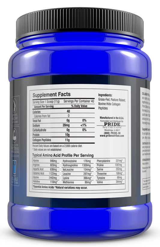 #1 Collagen Peptides Grass Fed Pasture Raised Unflavored Powder (For Youthful Skin, Healthier Hair, Joint Repair and Stronger Nails)